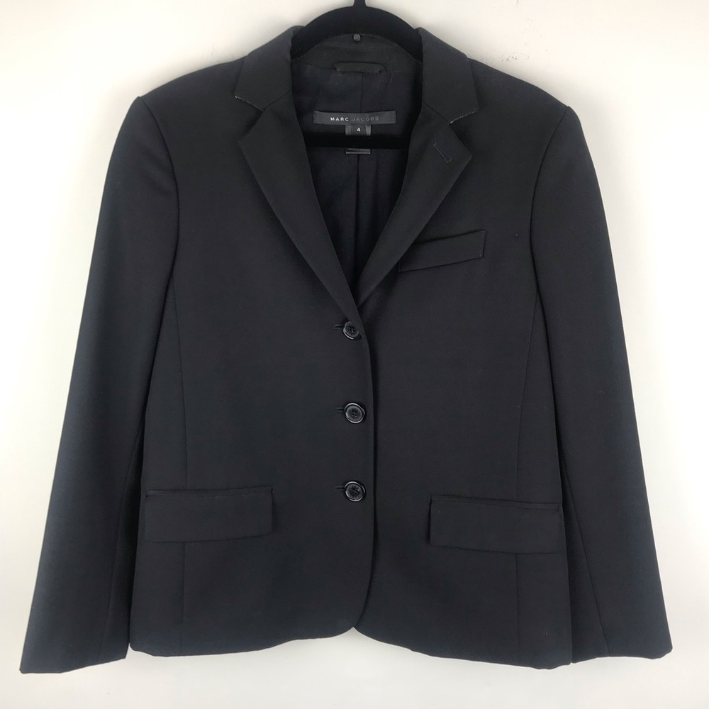 Marc Jacobs Blazer 100% Wool Black 3/4 Sleeve